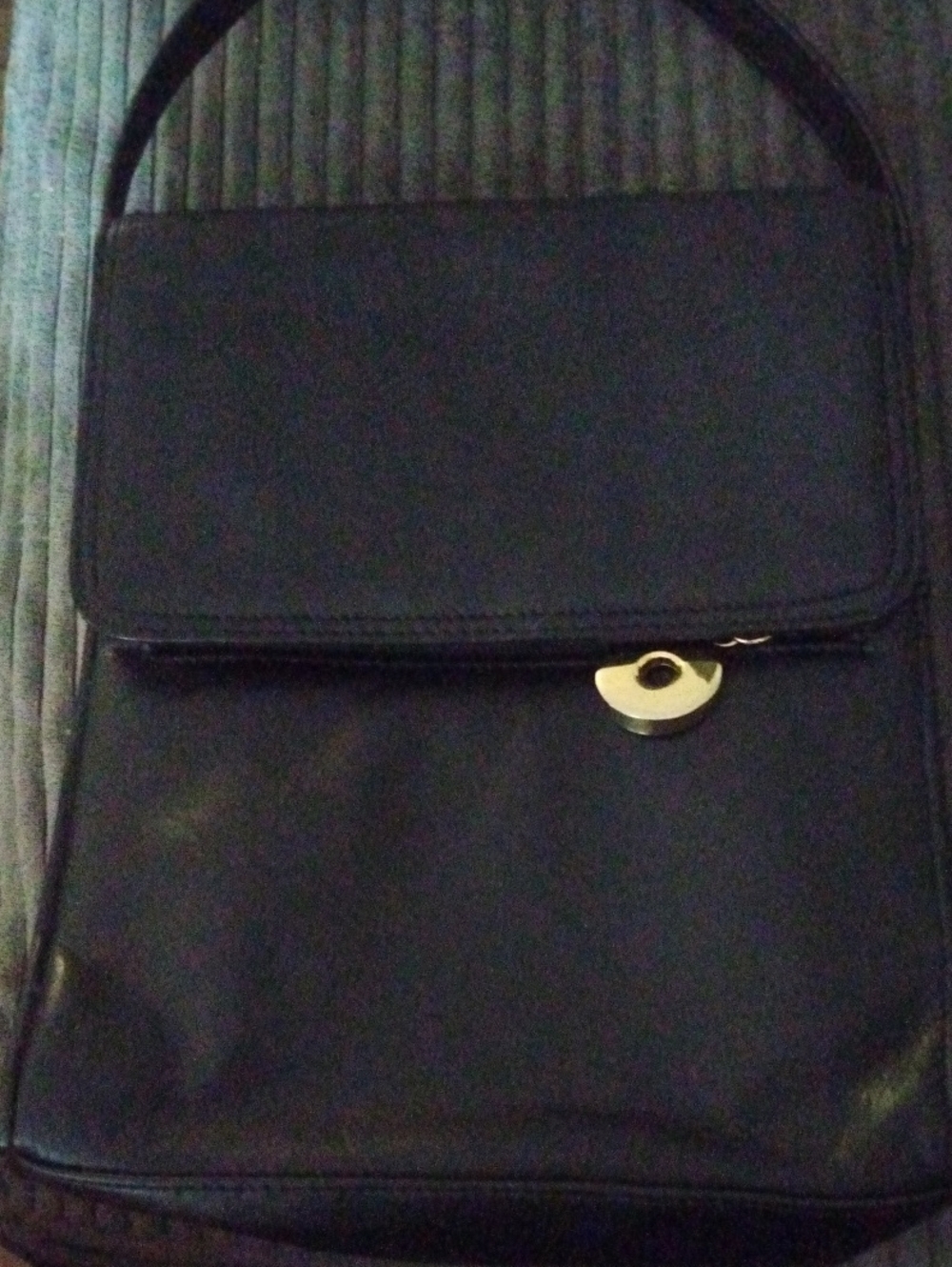 Jennifer Moore Black Shoulder Bag with Gold Turn Lock